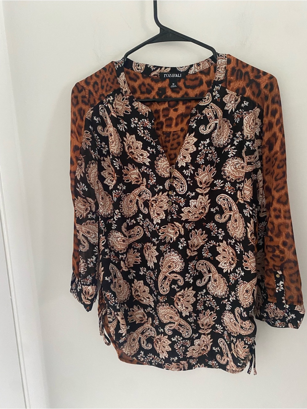Roz & Ali Mixed-Print Blouse